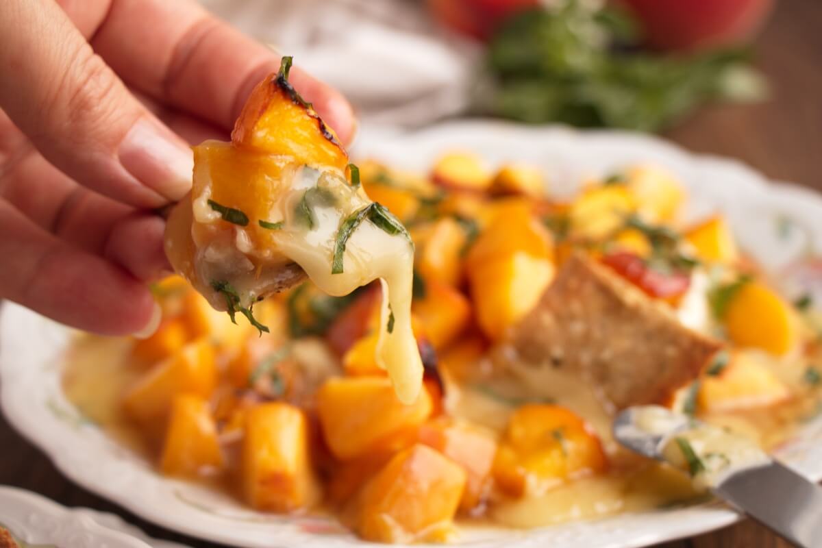 Honey, Basil & Peach Baked Brie