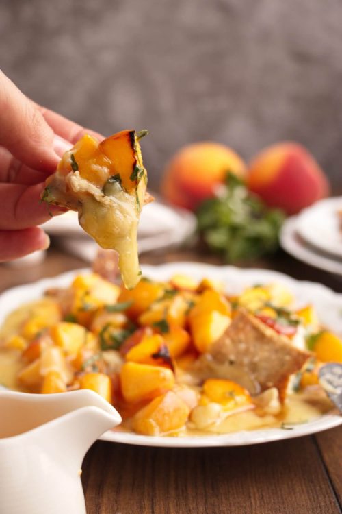 Honey, Basil & Peach Baked Brie