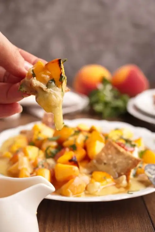 Honey, Basil & Peach Baked Brie
