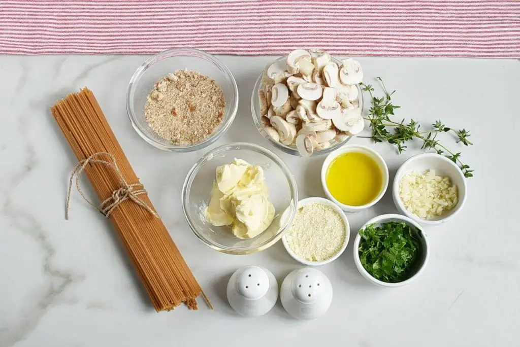Ingredients for Mushroom and Thyme Butter Spelt Spaghetti