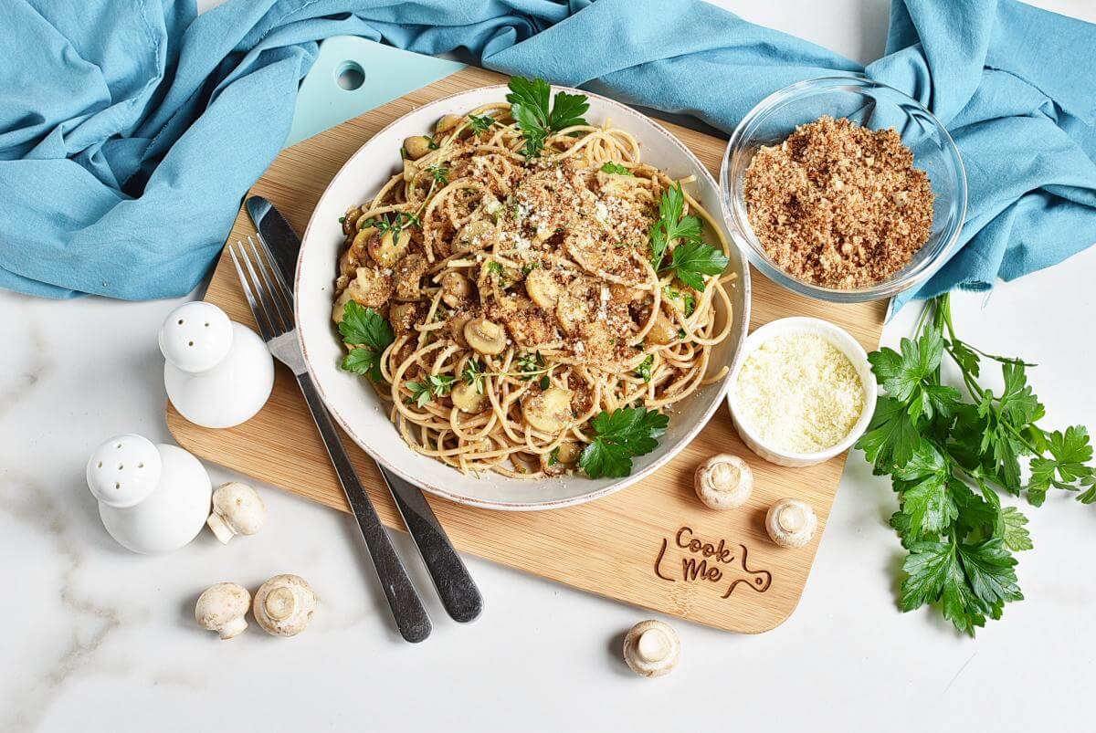 Mushroom and Thyme Butter Spelt Spaghetti