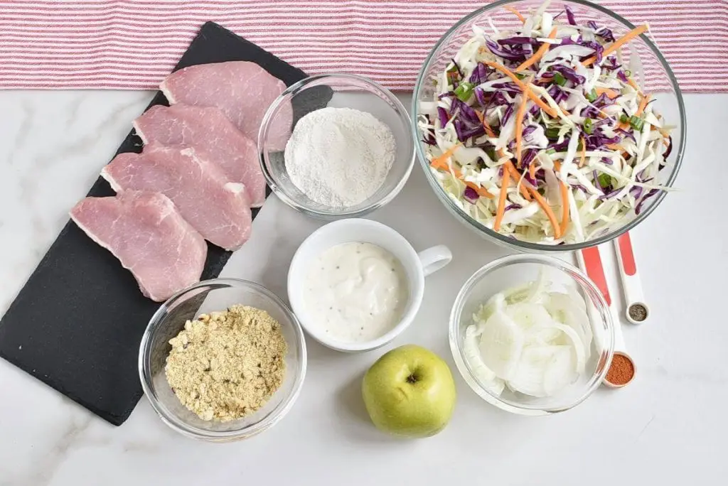 Ingredients for Oven-Fried Pork Cutlets with Apple Slaw