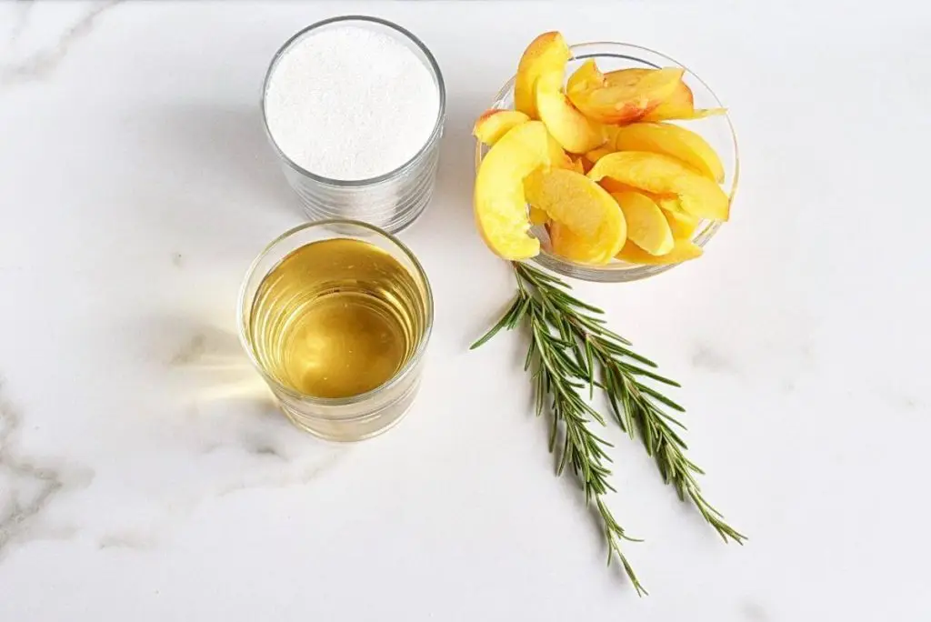 Ingredients for Peach-Rosemary Shrub Syrup