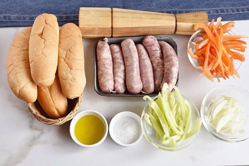 Ingredients for Sausage and Peppers One Pan Dinner