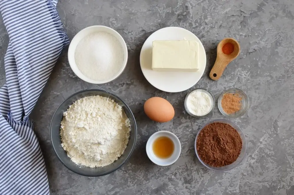 Ingredients for Spiced Chocolate Shortbread Buttons