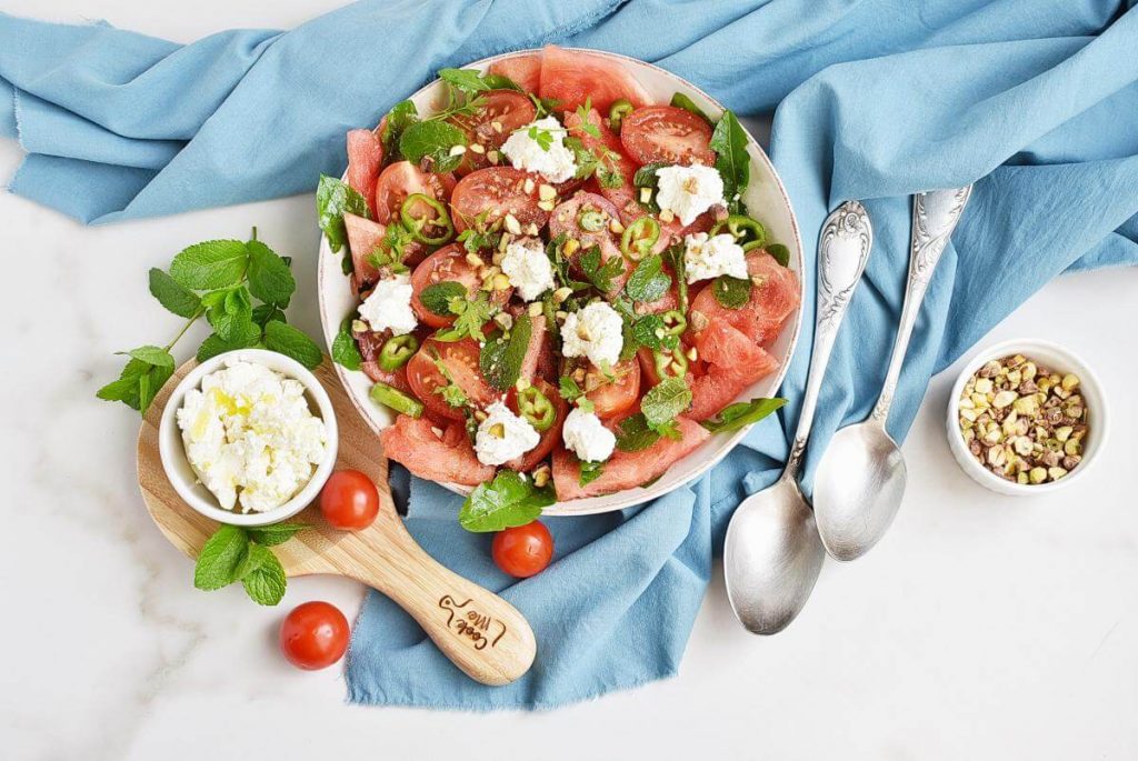 How to serve Spicy Watermelon, Ricotta & Tomato Salad