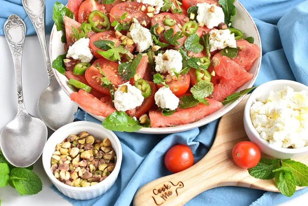 Spicy Watermelon, Ricotta & Tomato Salad
