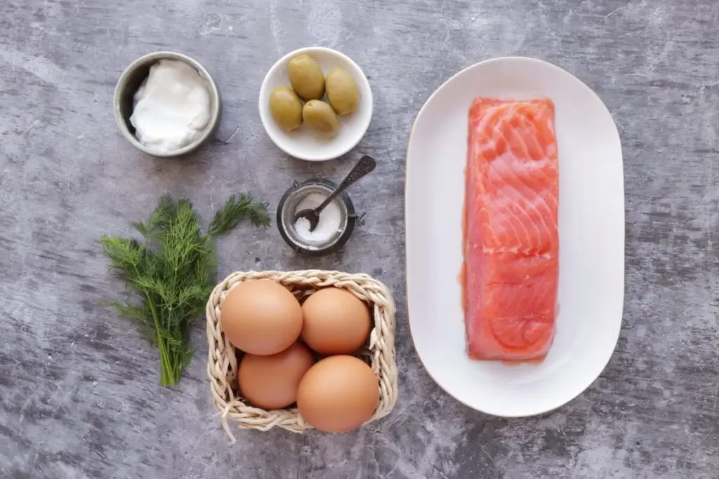 Ingredients for The Best Salmon Deviled Eggs