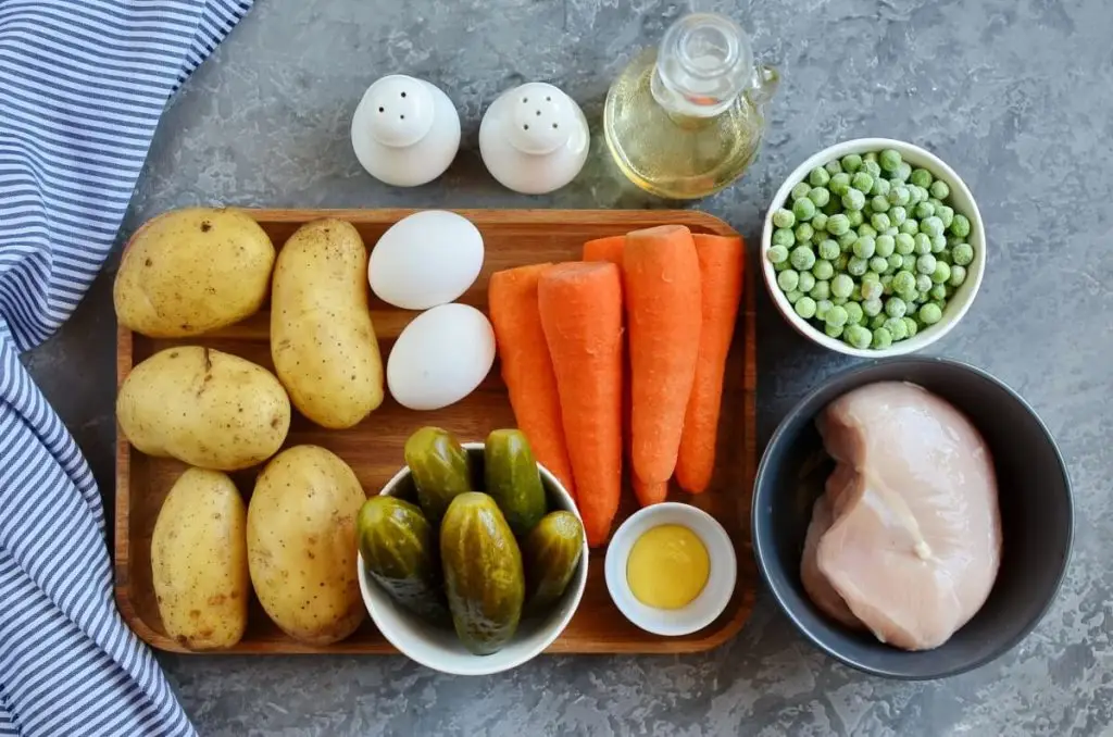 Ingredients for Boeuf Salad (Romanian Salad)