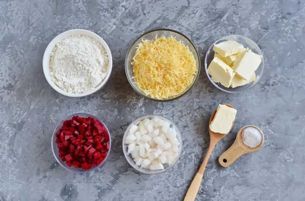 Ingredients for Beet and Cheddar Crackers