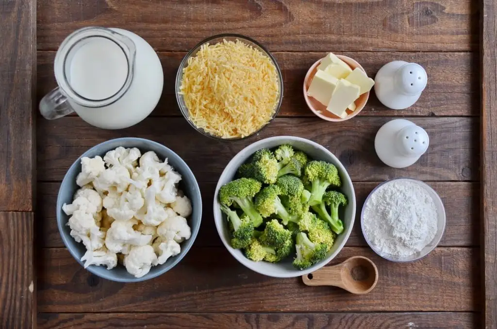 Ingredients for Broccoli and Cauliflower Gratin