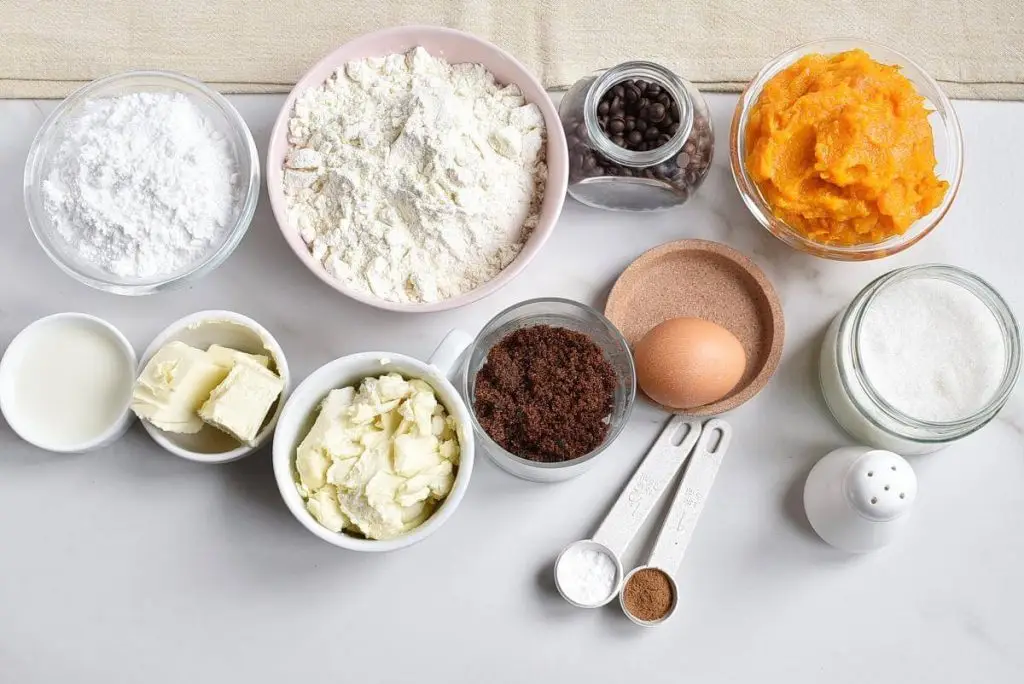 Ingredients for Chocolate Pumpkin Cookies