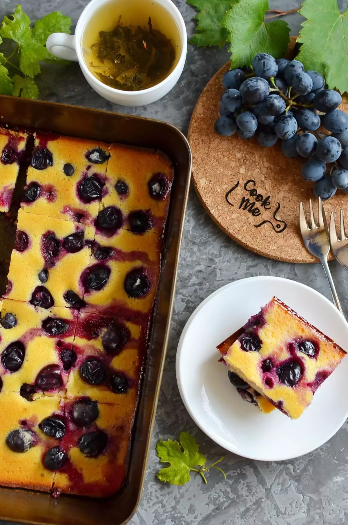 Concord Grape Cornmeal Cake