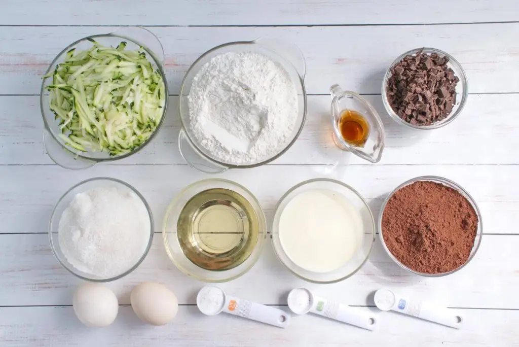 Ingredients for Double Chocolate Zucchini Muffins