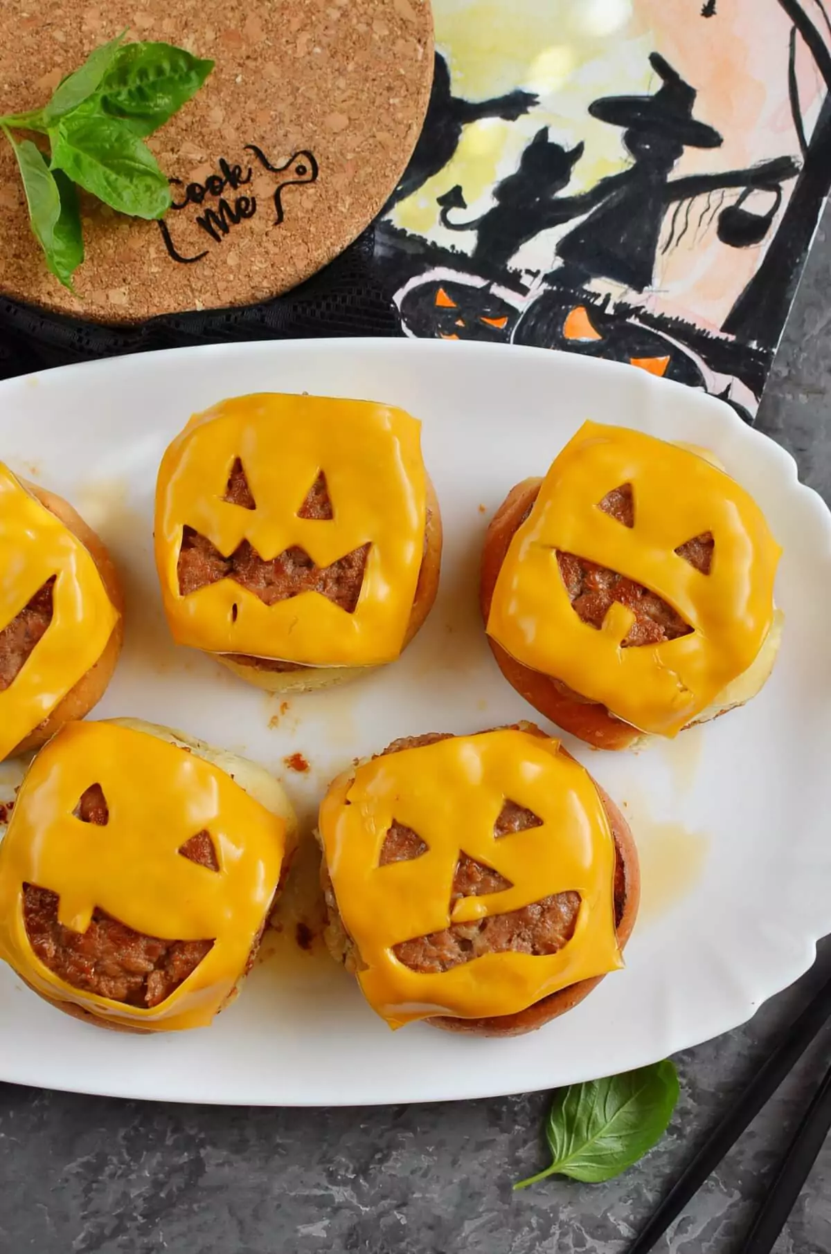Frightfully Delicious Jack-o’-Lantern Cheeseburgers