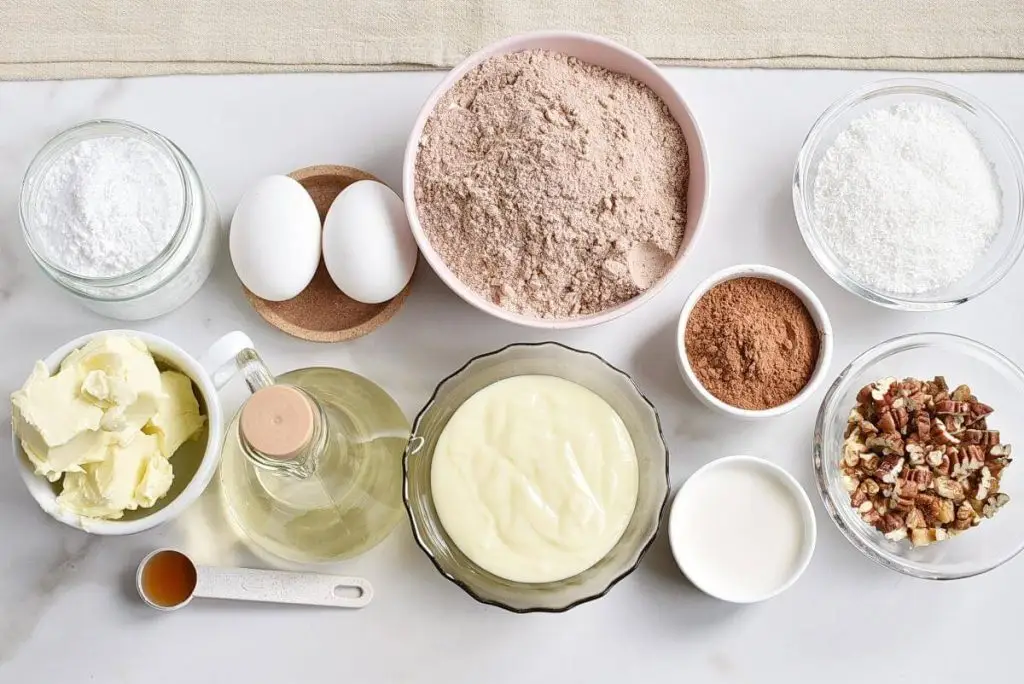 Ingredients for German Chocolate Sheet Cake