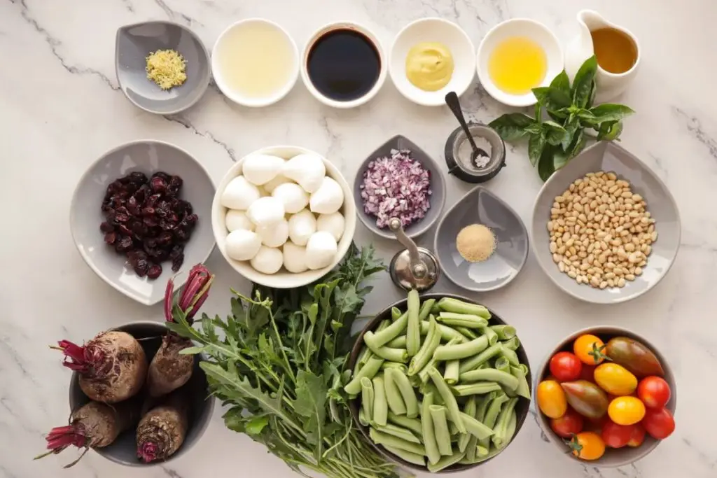 Ingredients for Green Bean Salad with Balsamic Basil Vinaigrette
