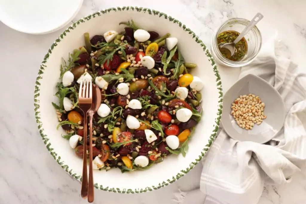 How to serve Green Bean Salad with Balsamic Basil Vinaigrette