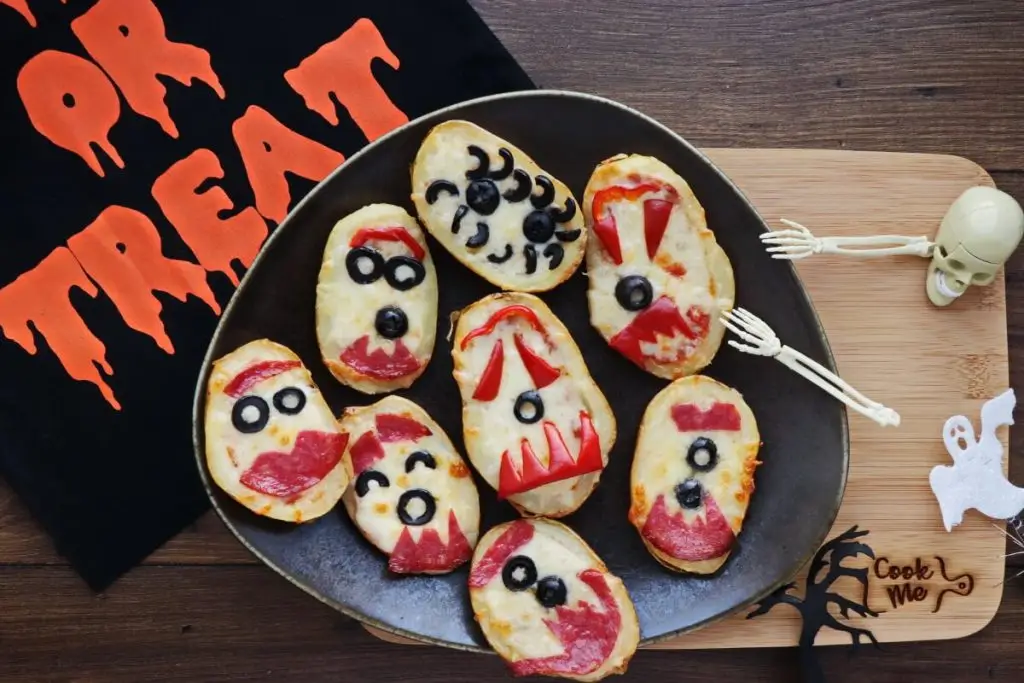 Halloween Baked Potato Skin Pizzas