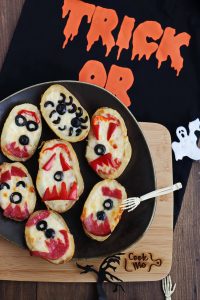 Halloween Baked Potato Skin Pizzas