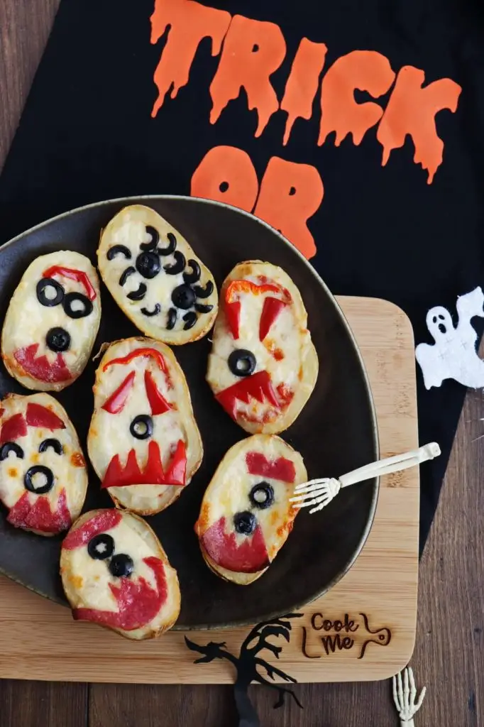 Halloween Baked Potato Skin Pizzas