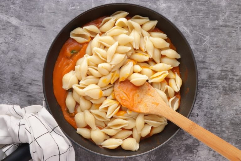 Step 5 - Pumpkin Pasta with Toasted Walnuts & Spinach