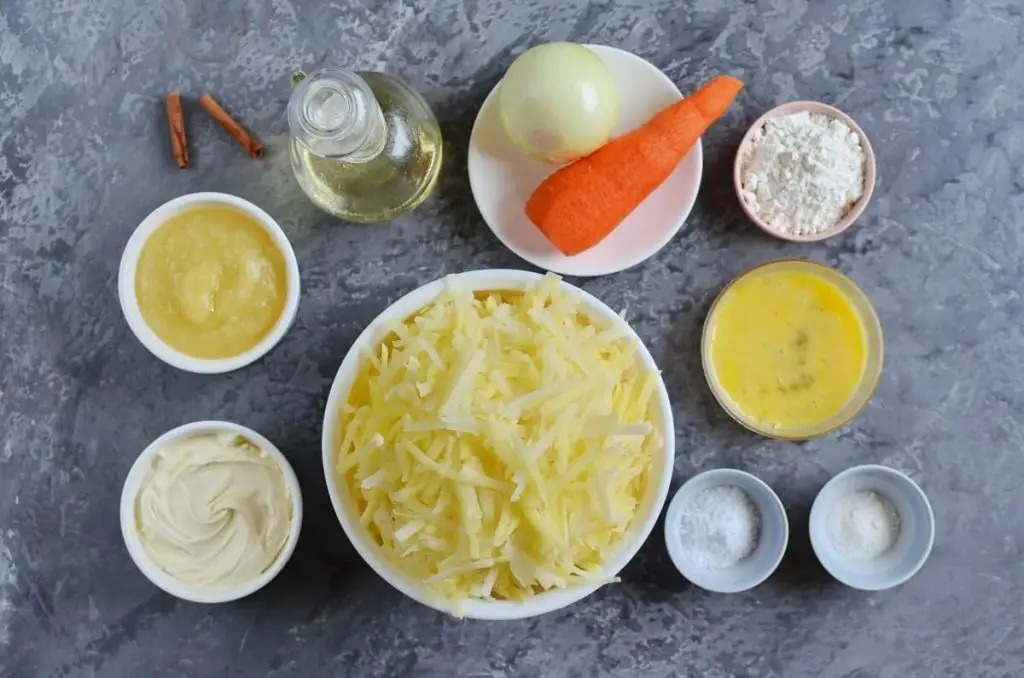 Ingredients for Quick Potato and Carrot Latkes