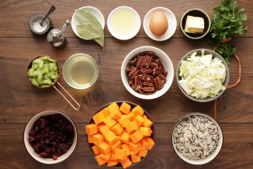 Ingredients for Rice Stuffing with Butternut Squash