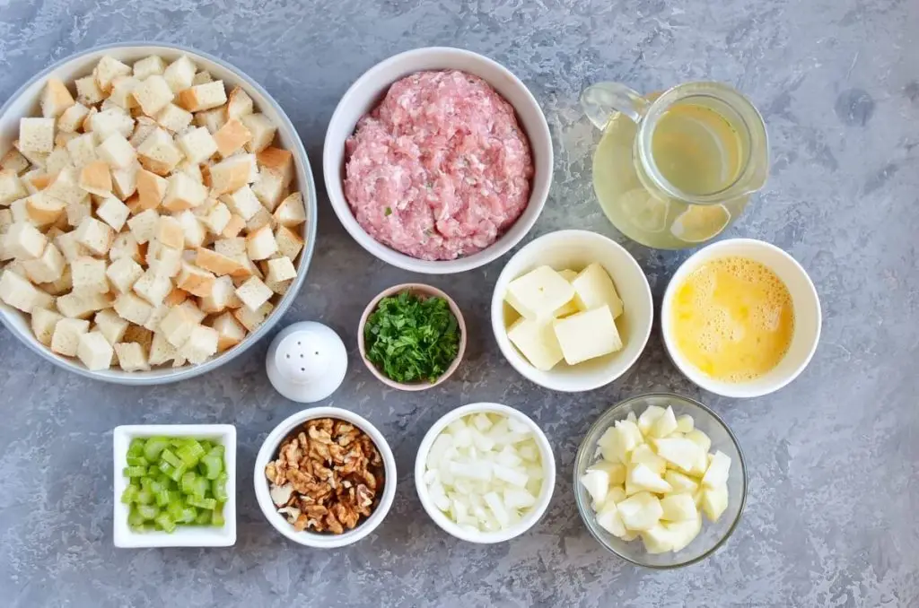 Ingredients for Sage, Sausage and Apple Dressing