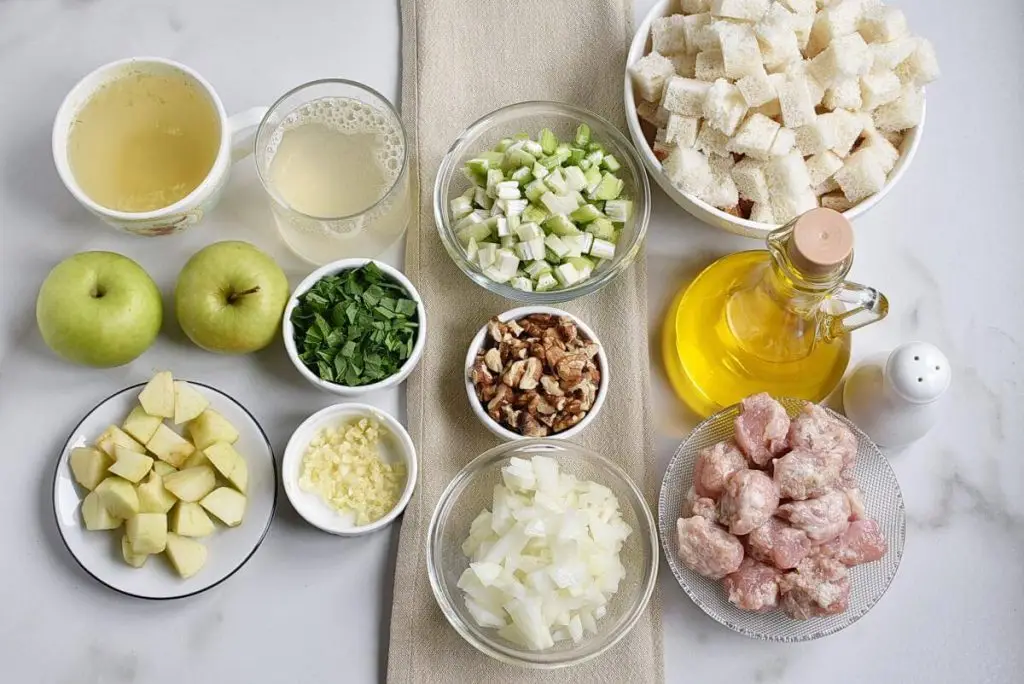 Ingredients for Sausage, Apple, and Walnut Stuffing