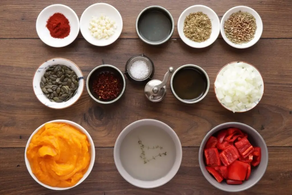 Ingredients for Savory Pumpkin Soup with Spice Shake