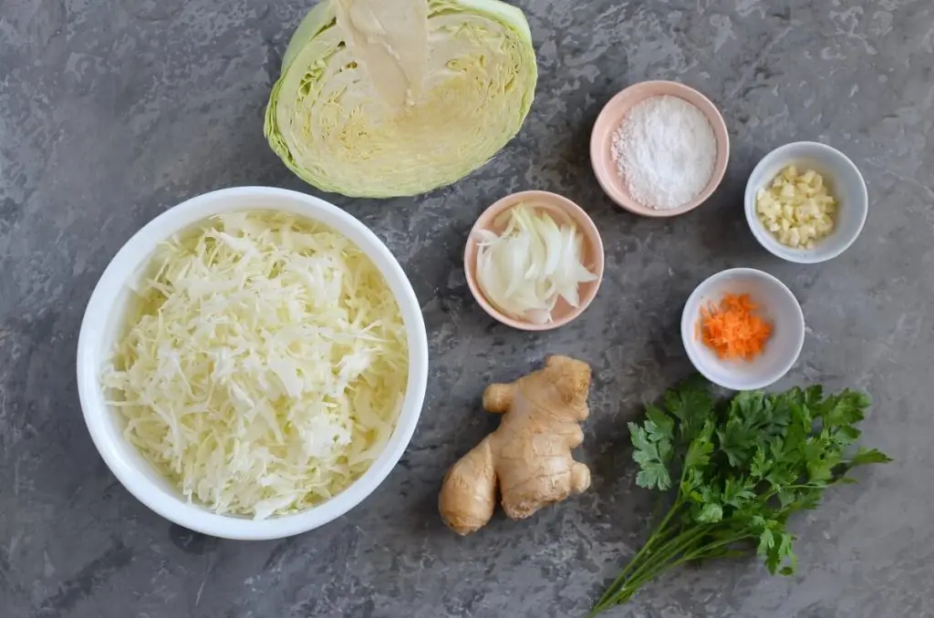Ingredients for Turmeric Sauerkraut