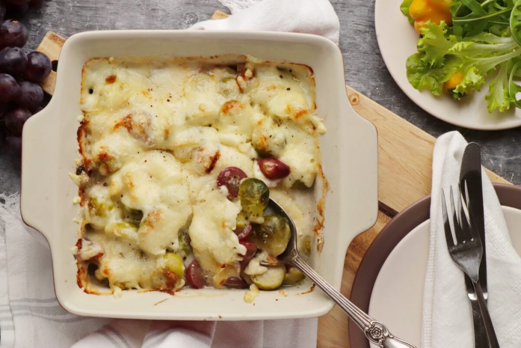 How to serve Brussels Sprouts and Grapes au Gratin