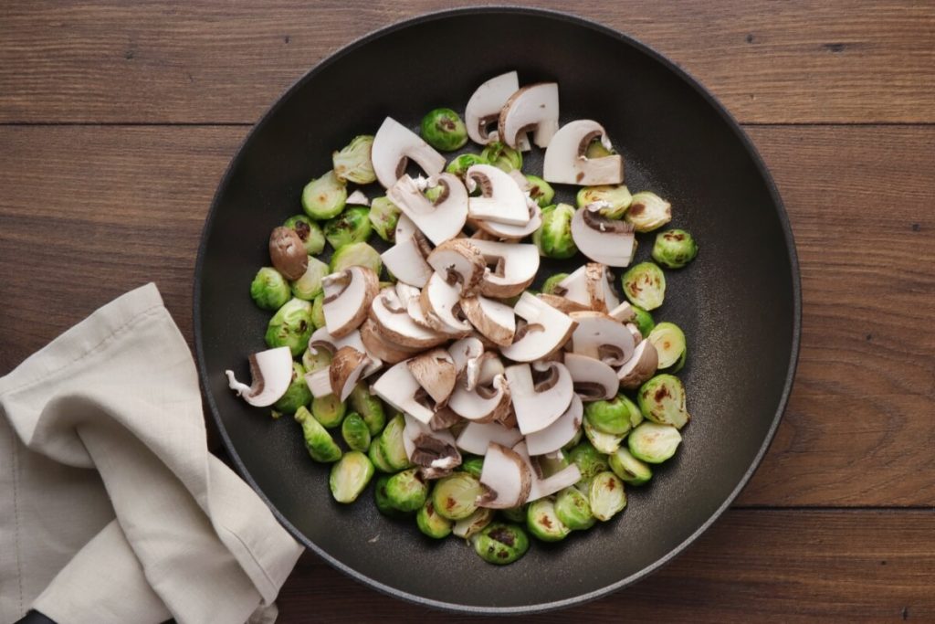 Cheesy Brussels Sprouts and Mushrooms recipe - step 2