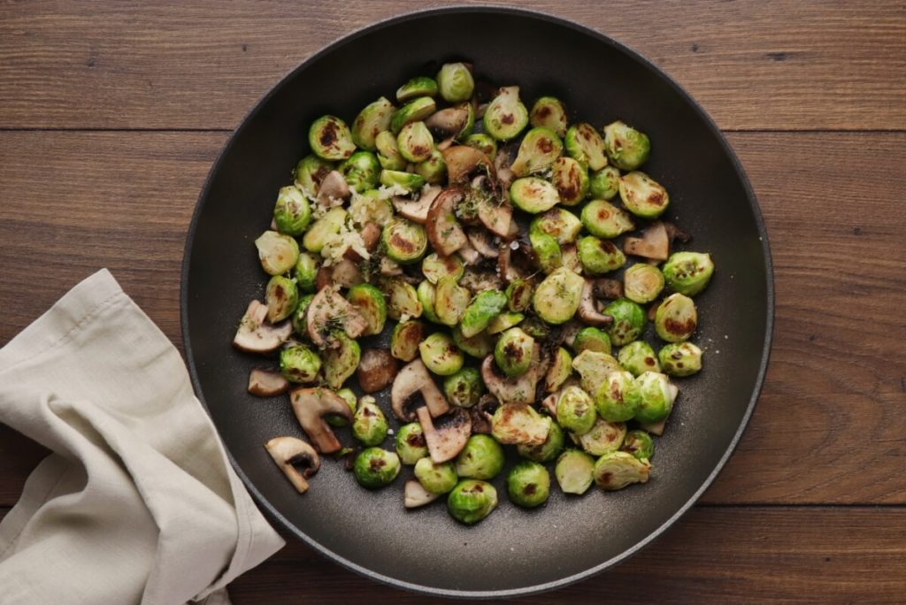 Cheesy Brussels Sprouts and Mushrooms recipe - step 3