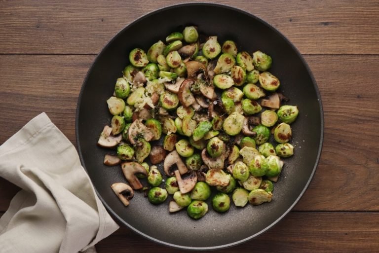 Step 3 - Cheesy Brussels Sprouts and Mushrooms