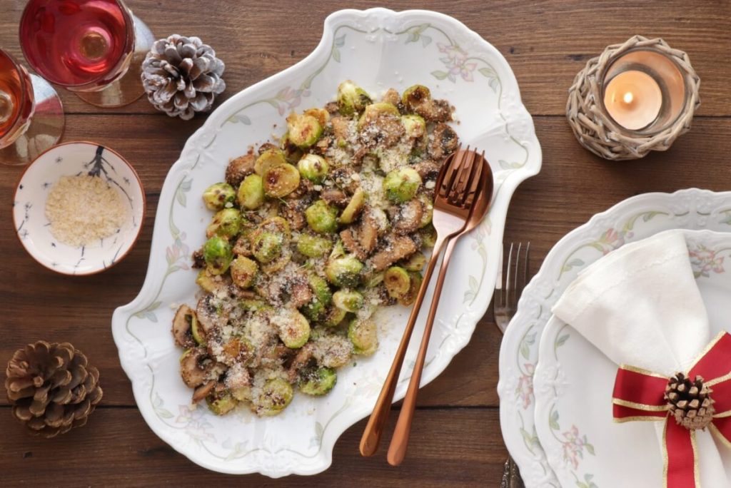 How to serve Cheesy Brussels Sprouts and Mushrooms