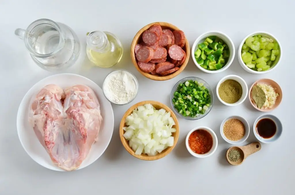 Ingredients for Chicken and Sausage Gumbo