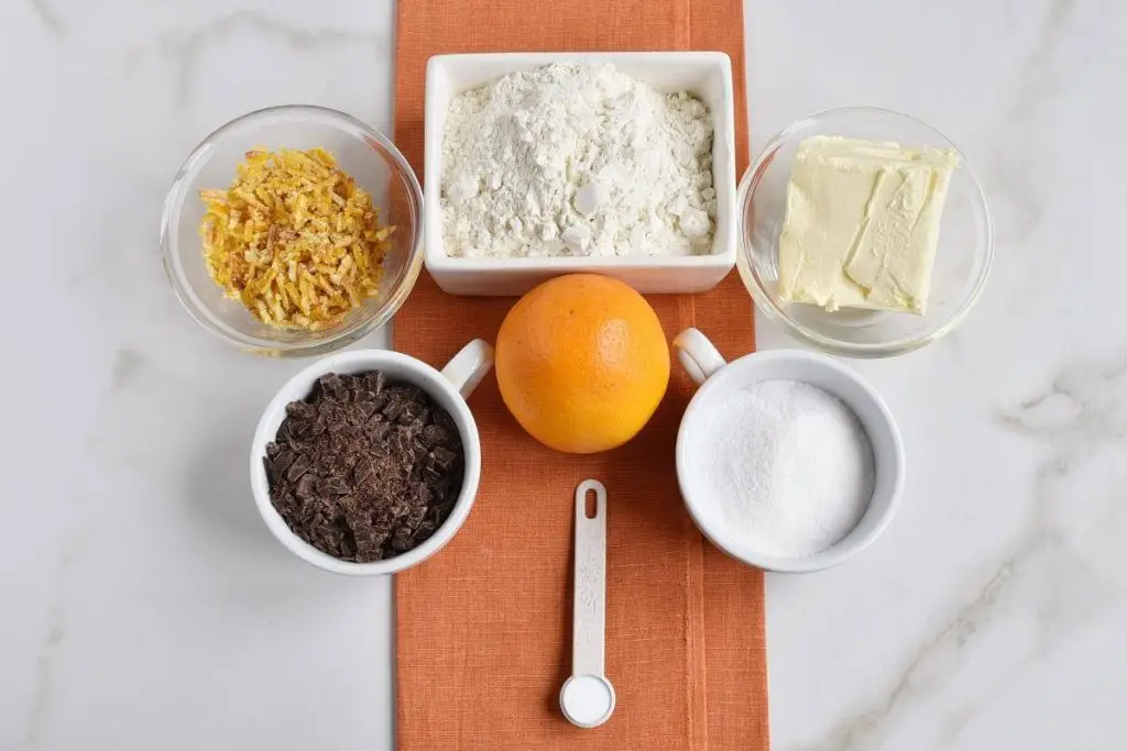 Ingredients for Chocolate Orange Cookies