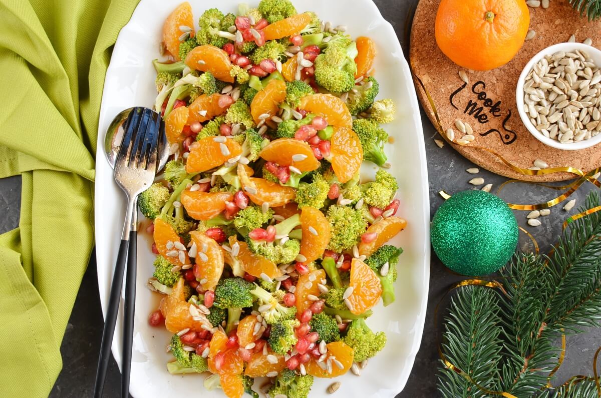 Christmas Broccoli Salad with Pomegranate