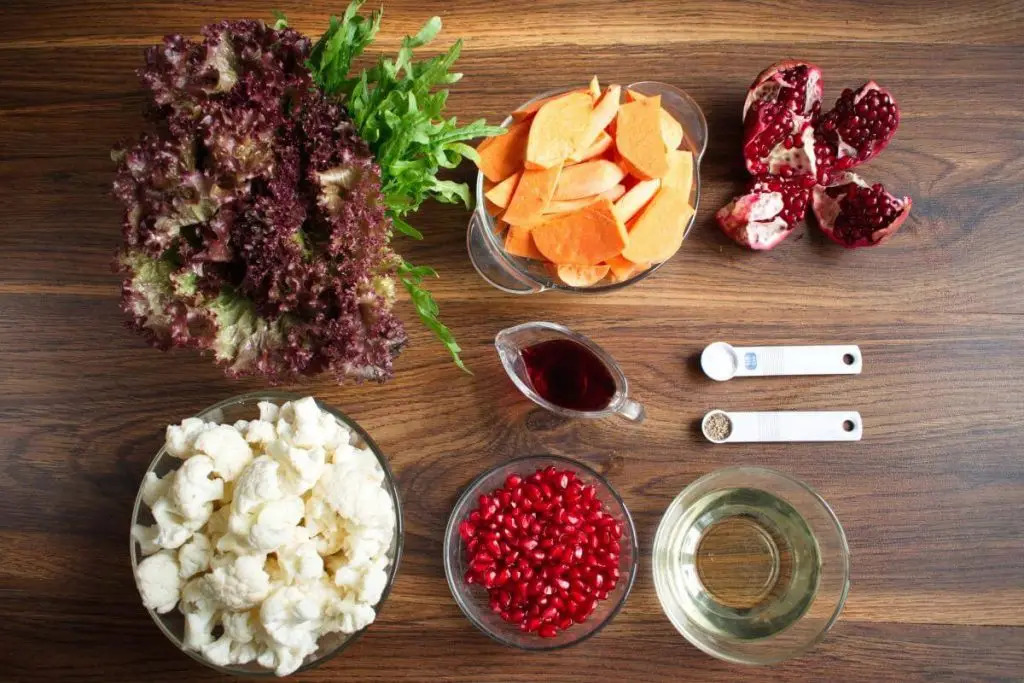 Ingredients for Christmas Sweet Potato & Cauliflower Salad