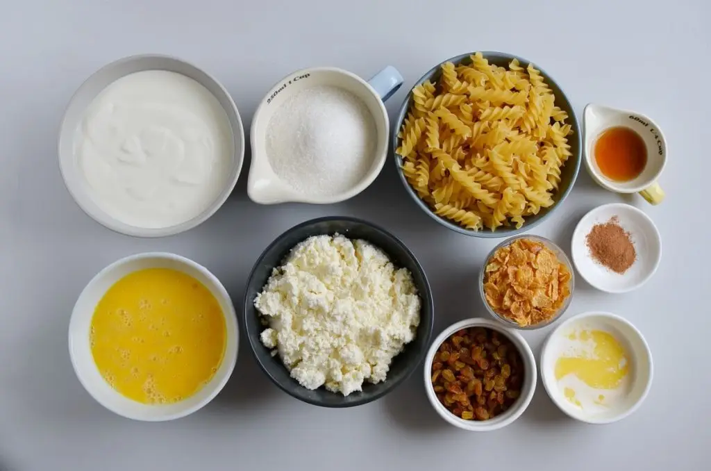 Ingredients for Cottage Cheese Noodle Kugel