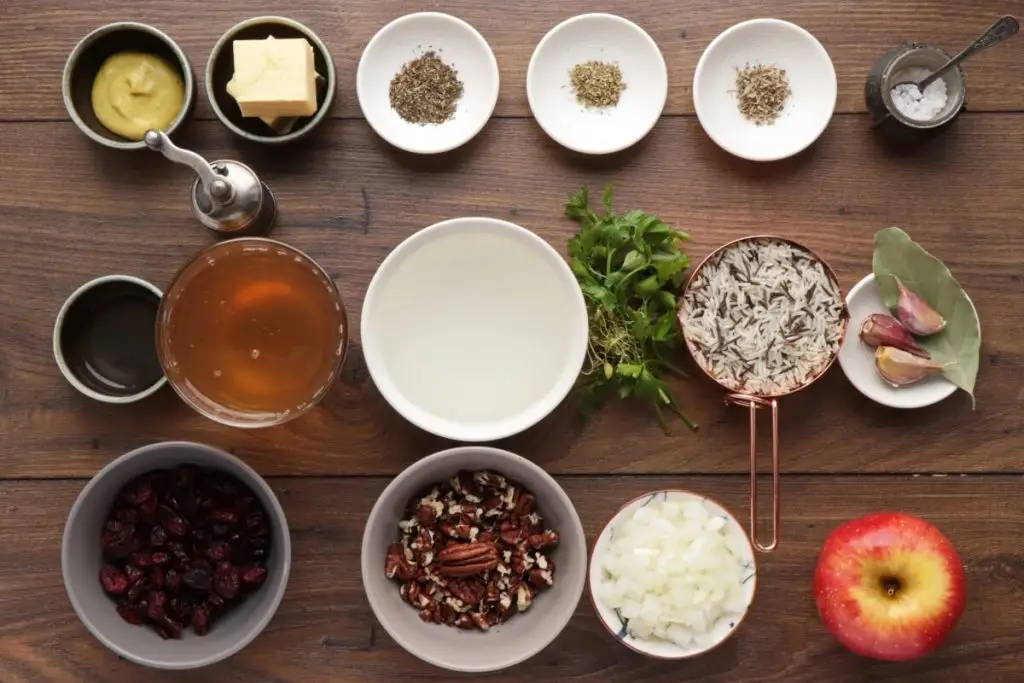 Ingredients for Cranberry Apple Pecan Wild Rice Pilaf