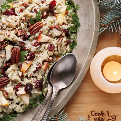 Cranberry Apple Pecan Wild Rice Pilaf Recipe-Christmas Pilaf-One Pot Christmas Side Dish