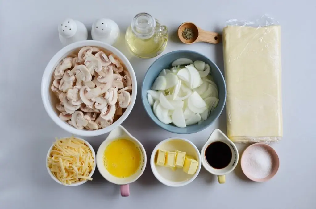 Ingredients for Gruyere, Mushroom & Caramelized Onion Bites