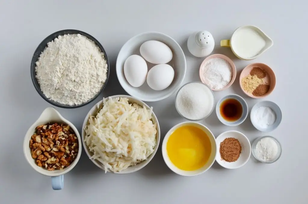 Ingredients for Holiday Apple Spiced Bundt Cake