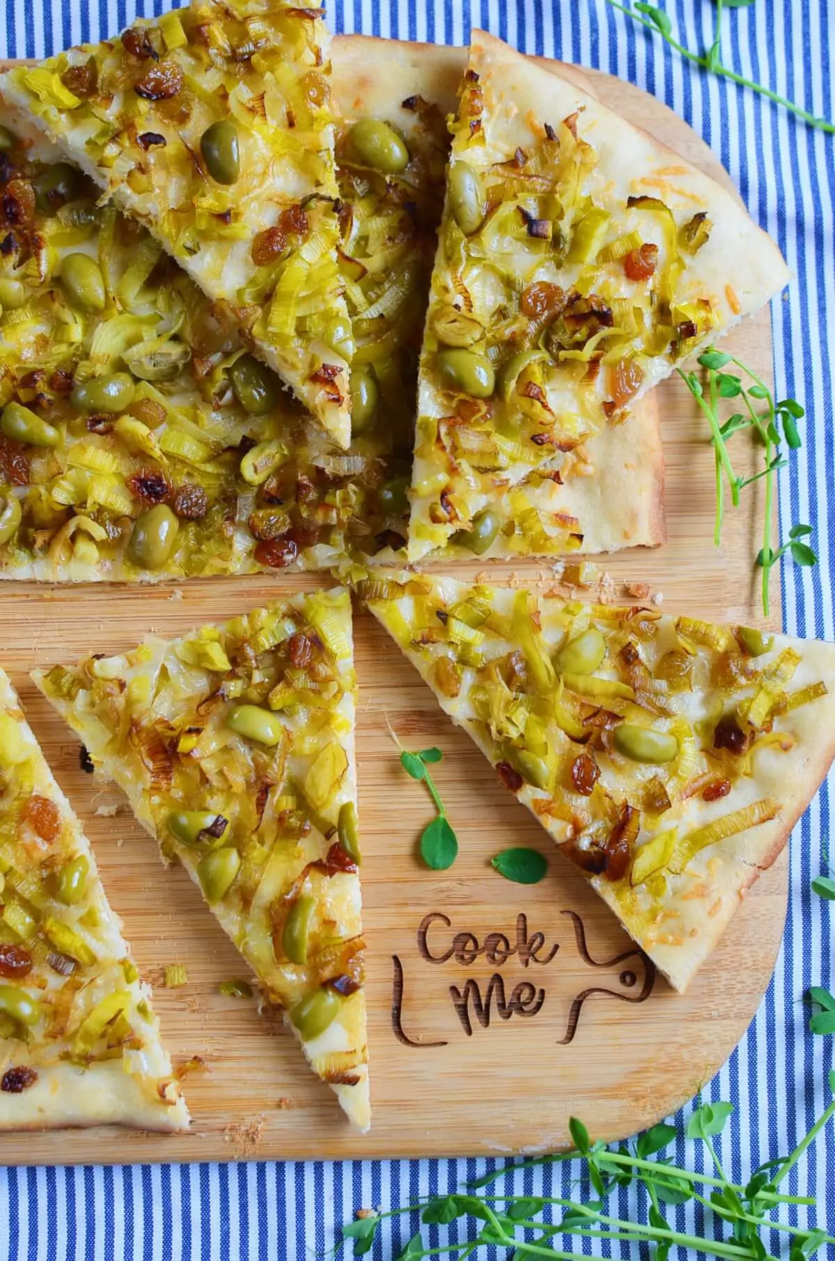 Leek, Green Olive and Sultana Pissaladière