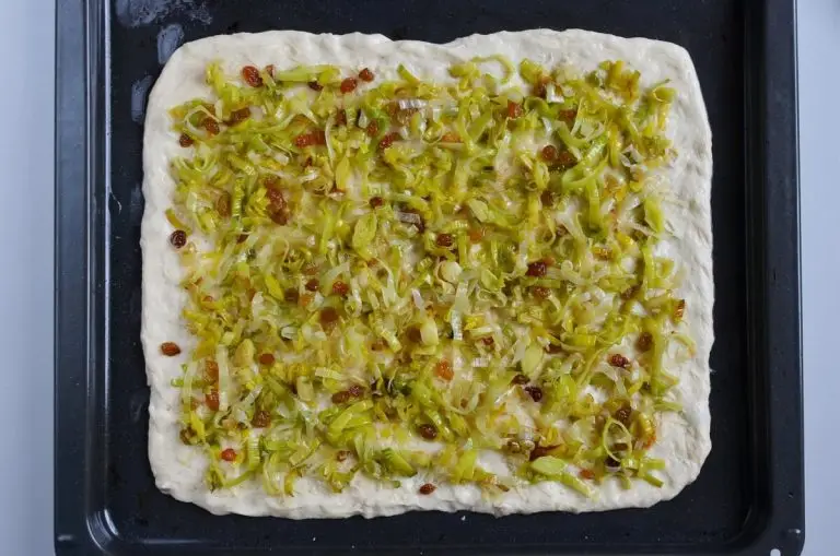 Step 6 - Leek, Green Olive and Sultana Pissaladière