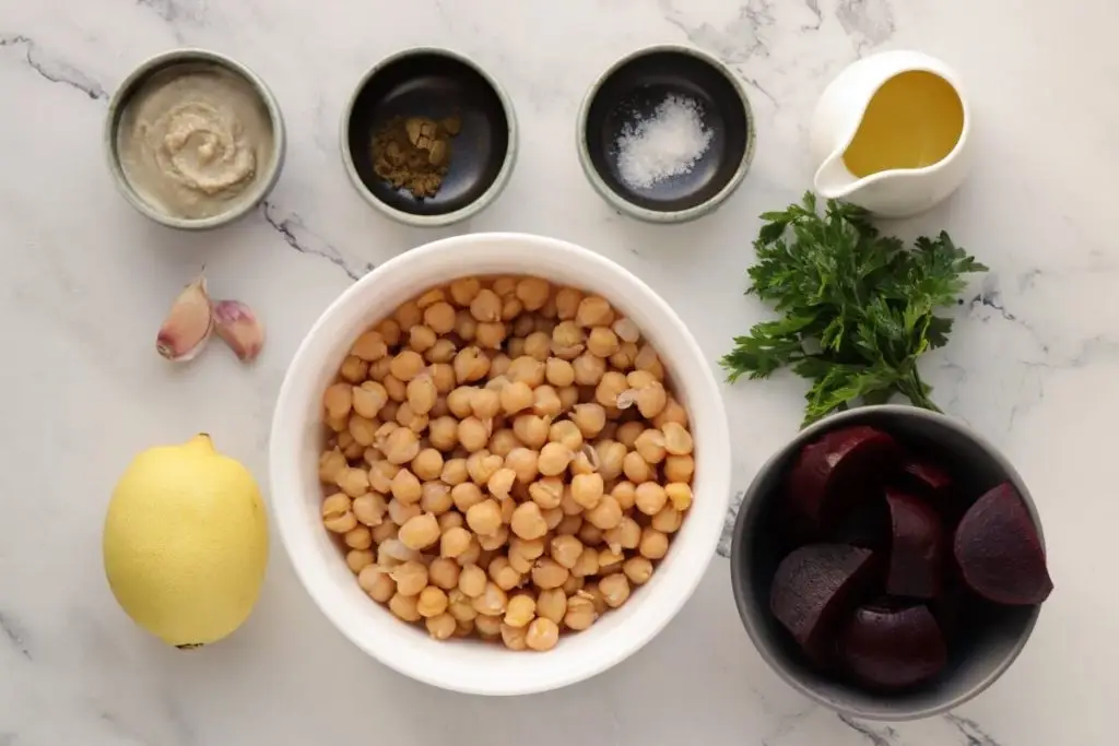 Ingredients for Lemon Beet Hummus