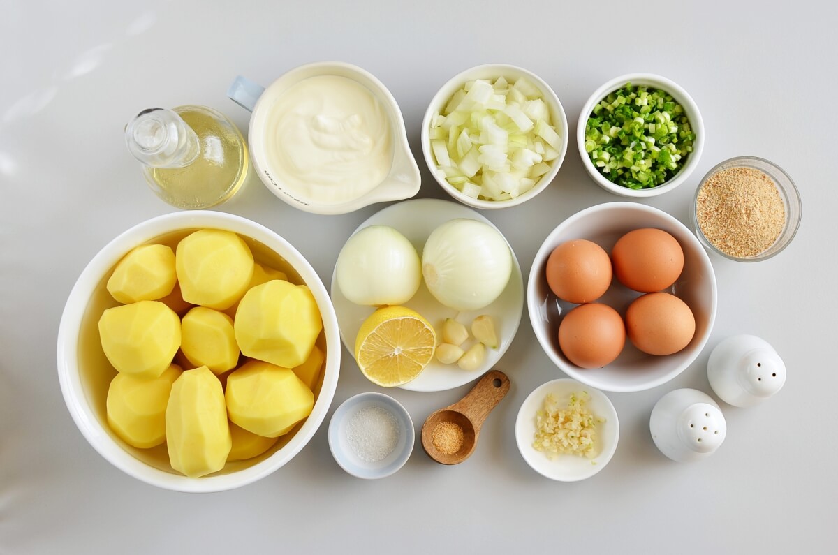 Ingridiens for Potato Latkes with Caramelized Onion Sour Cream